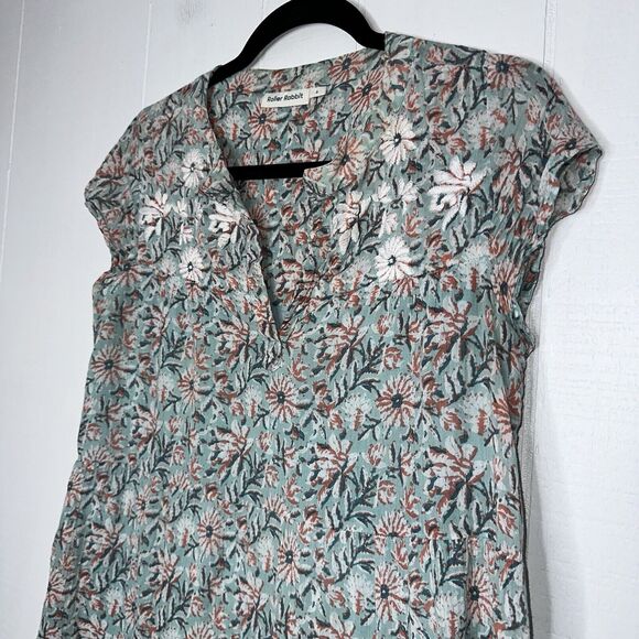 Roller Rabbit Women’s Floral Tiered Shift Dress Embroidered Blue Size Small - Picture 3 of 5